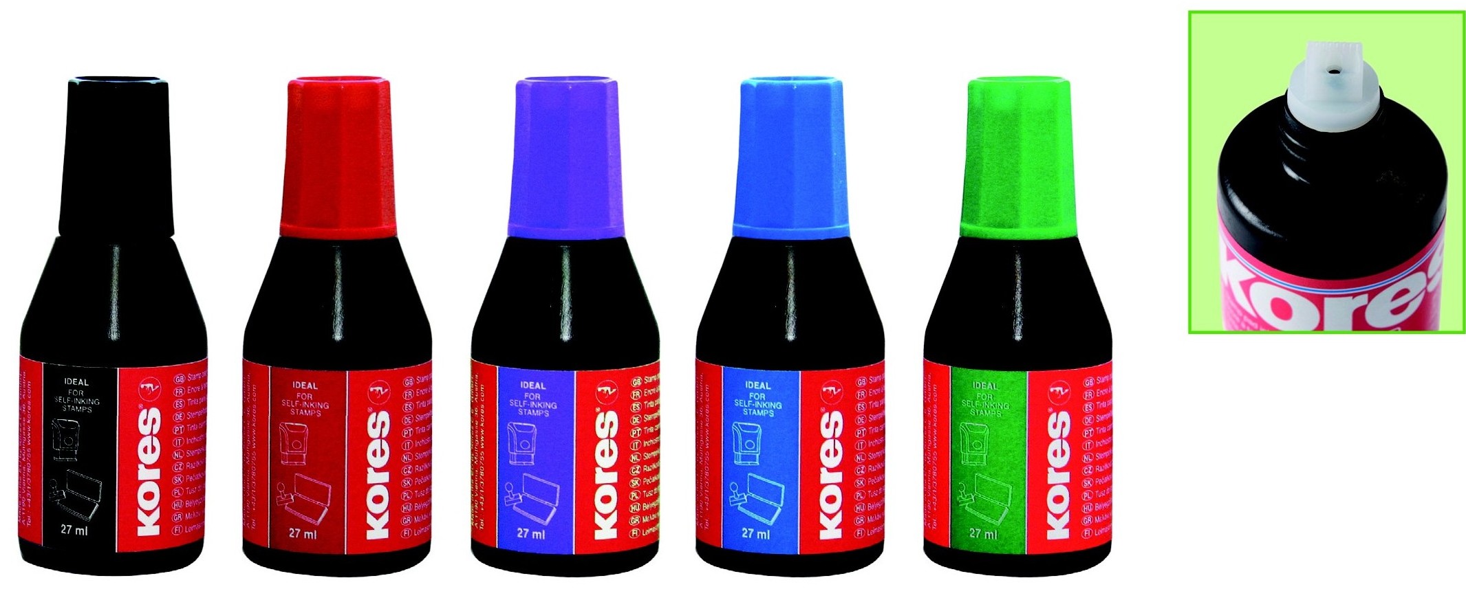 Razítková barva KORES zelená, 27ml