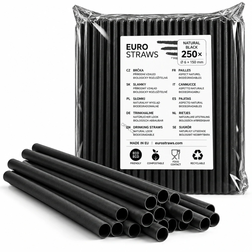 EKO Přírodní černé bambusové brčko 5x140 mm