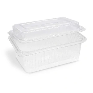 Miska (rPET) s víčkem hranatá průhledná 2000 + 450 ml [50 ks]