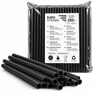 EKO Přírodní černé bambusové brčko 5x140 mm