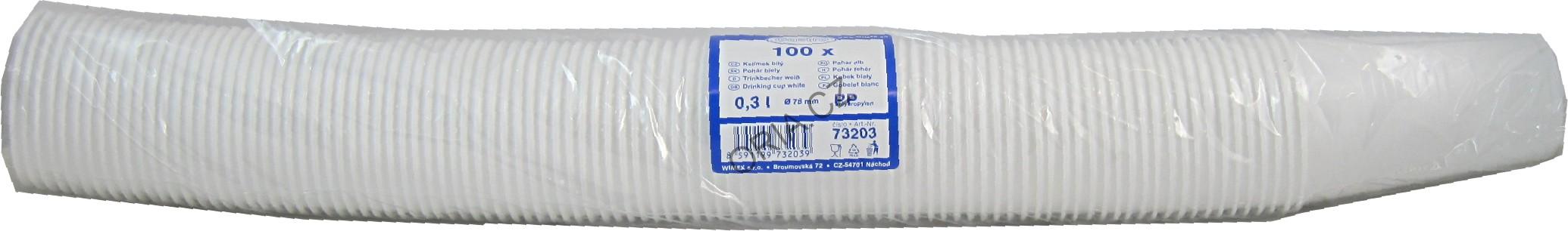 Kelímek bílý 0,3 l -PP- (Ø 80 mm) [100 ks]