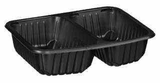 Miska zatavovací 2 - dílná 227x178x50 mm, žebrovaná černá | CHEFFY, 100% RECYKL