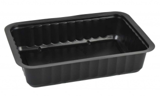 Miska zatavovací 1 - dílná 227x178x50 mm, žebrovaná černá | CHEFFY, 100% RECYKL